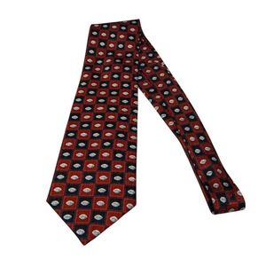 Pfizer Necktie Mens Red Blue Square Pattern Silk Blend Business Formal 59 inches